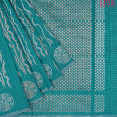 Cyan Semi Tussar Saree