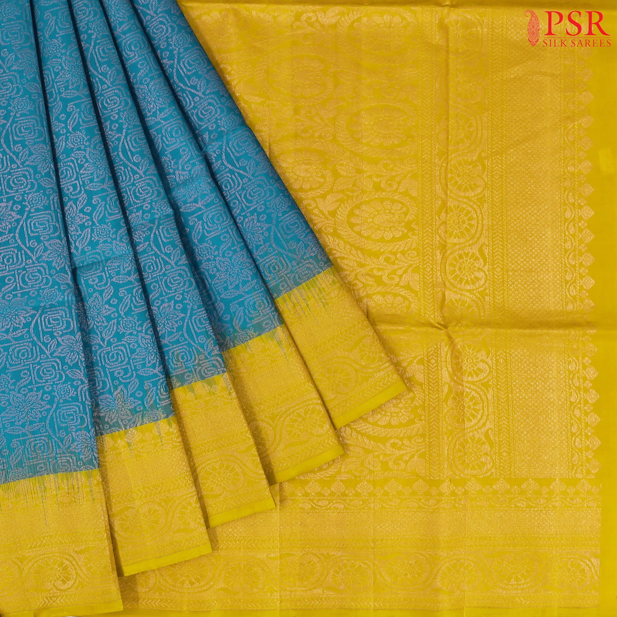 Cerulean Blue Soft Silk Saree