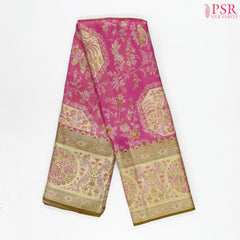 Pink Kanchipuram Jacquard Tissue Silk Saree