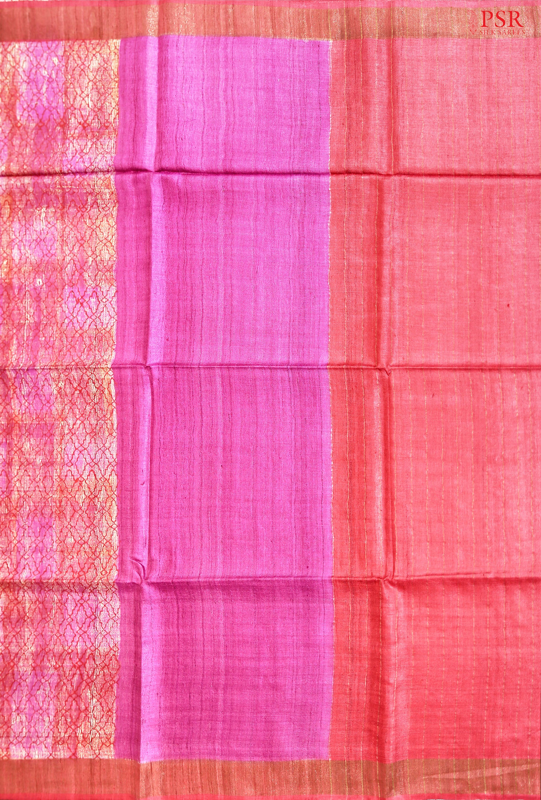 Magenta Pink Pashmina Kadhi Silk Saree