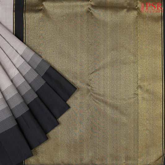 Dark Grey Kanchipuram Silk Saree