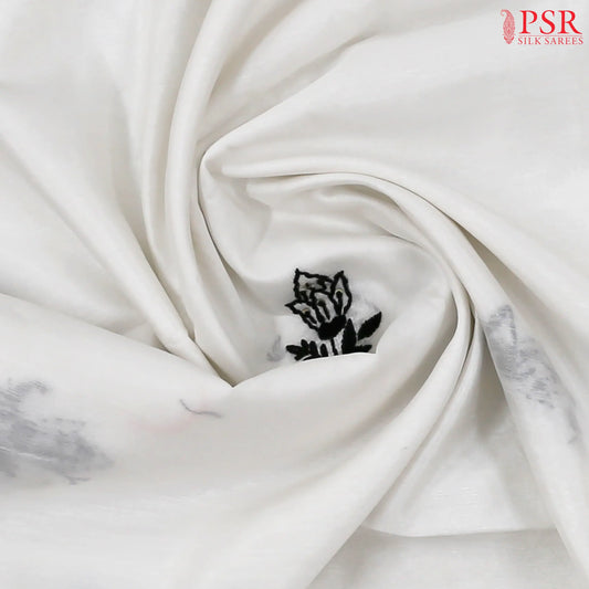 Dove White Semi Dupion Saree
