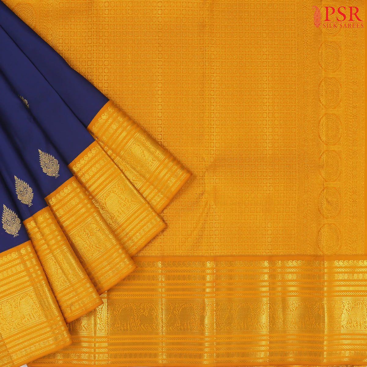 Dark Blue Kanchipuram Silk Saree