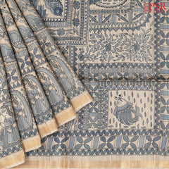 Hazelnut Beige & Peacock Blue Kadhi Tussar Silk Saree