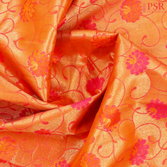 Saffron Kanchipuram Jacquard Tissue Silk Saree