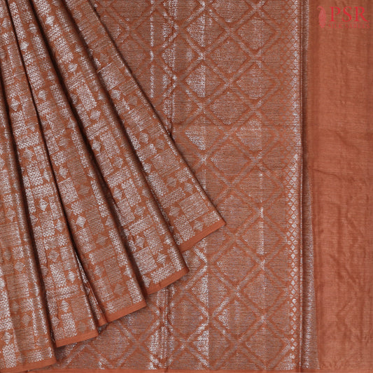 Copper Orange Banaras Tussar Silk Saree