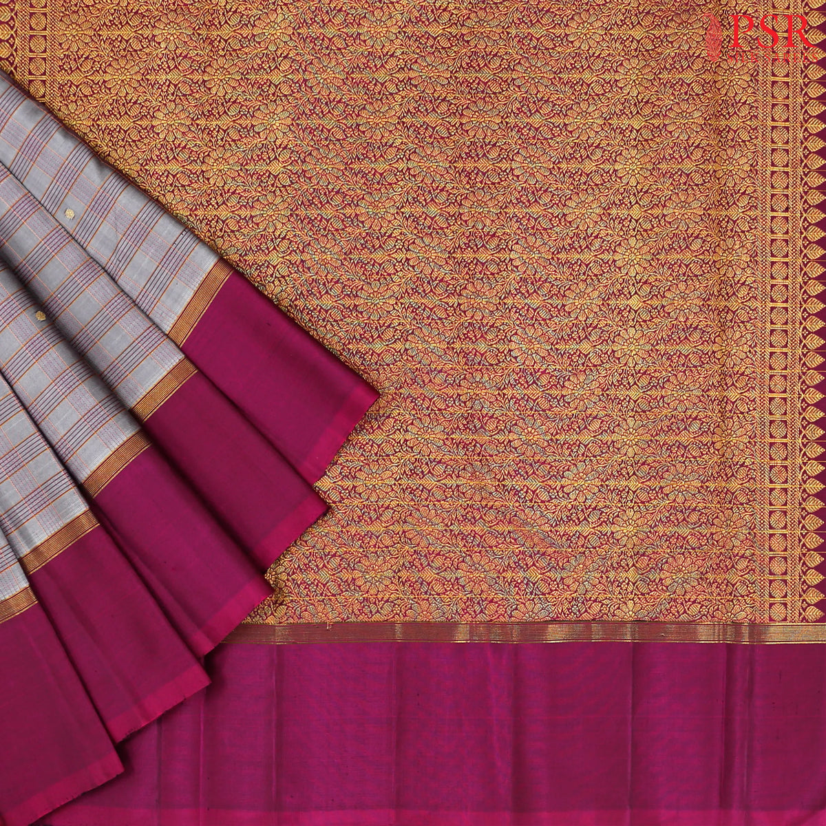 Zinc Grey Kanchipuram Silk Saree