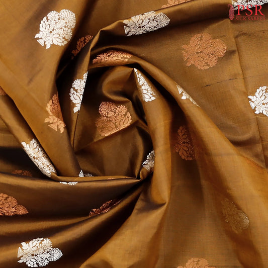 Mustard Brown Soft Silk Saree