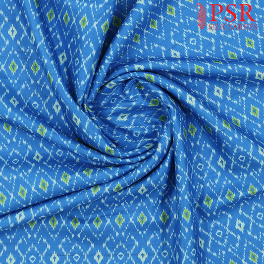 Azure Blue Semi Tassar Ikkat Print Running Material