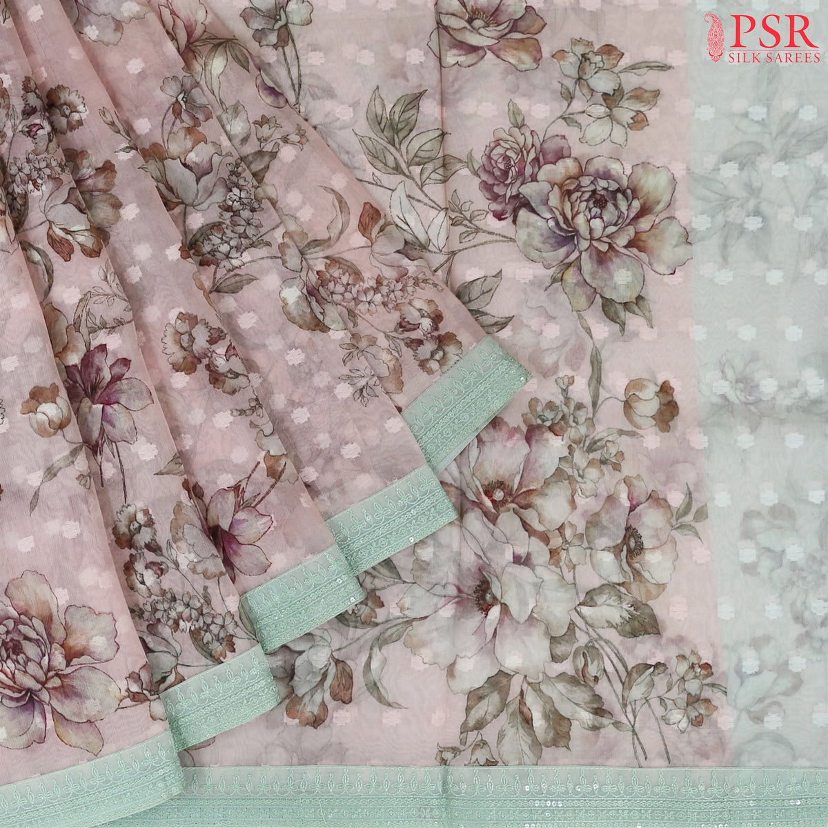 Light Pink Organza Saree
