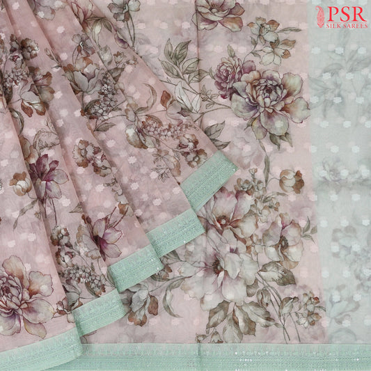 Light Pink Organza Saree