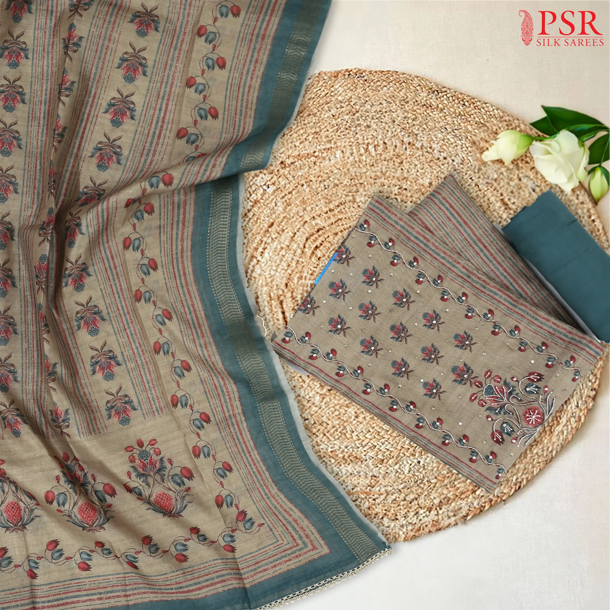 Chikoo Silk Cotton Dress Material