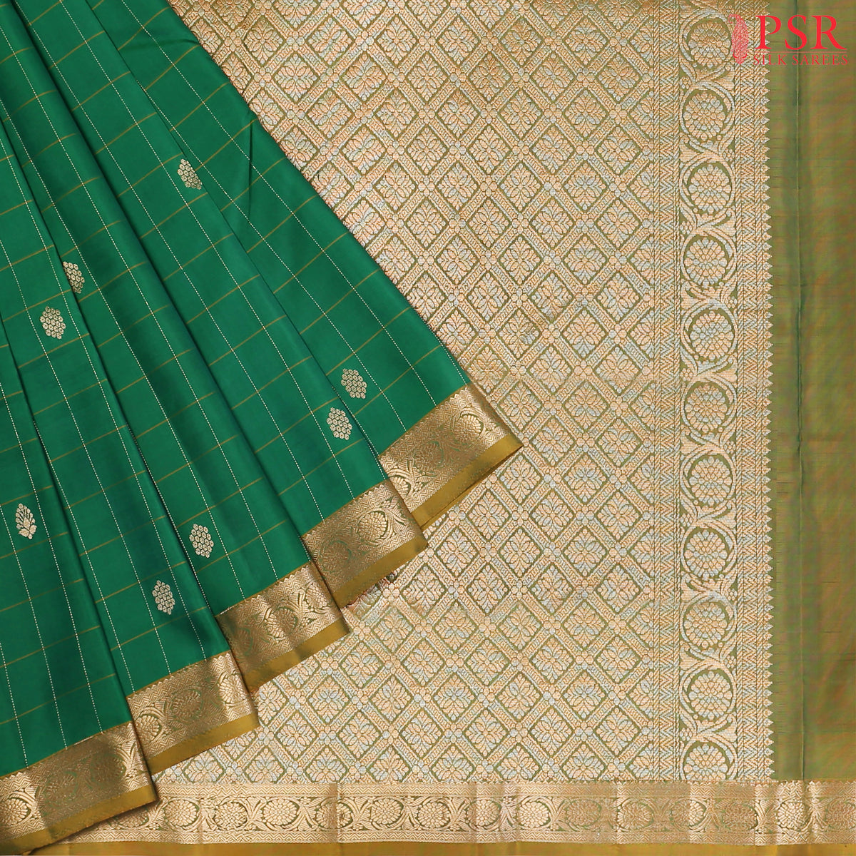 Emerald Green Arani Silk Saree