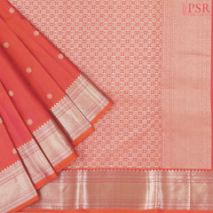 Coral Pink Fancy Kanchipuram Silk Saree