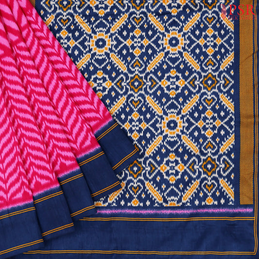 Pink Ikkat Tussar Saree