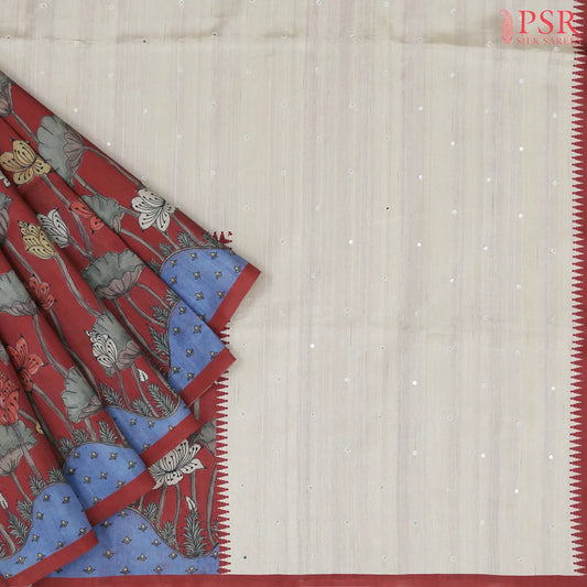Beige Semi Dupion Saree