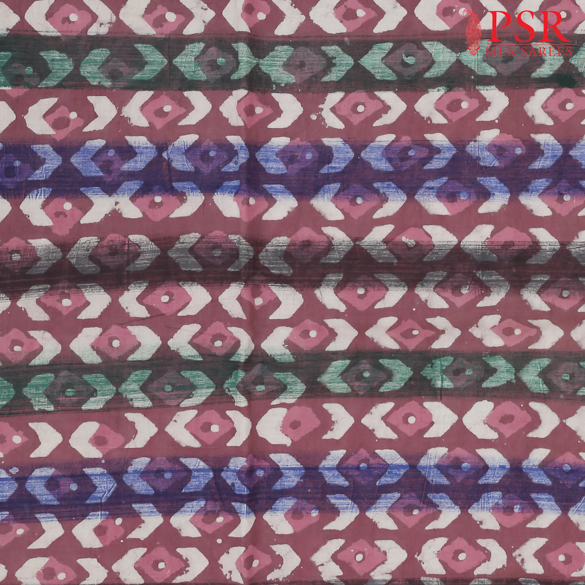Dark Puce Pink Dabu Print Running Material