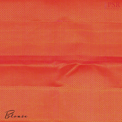 Saffron Kanchipuram Jacquard Tissue Silk Saree