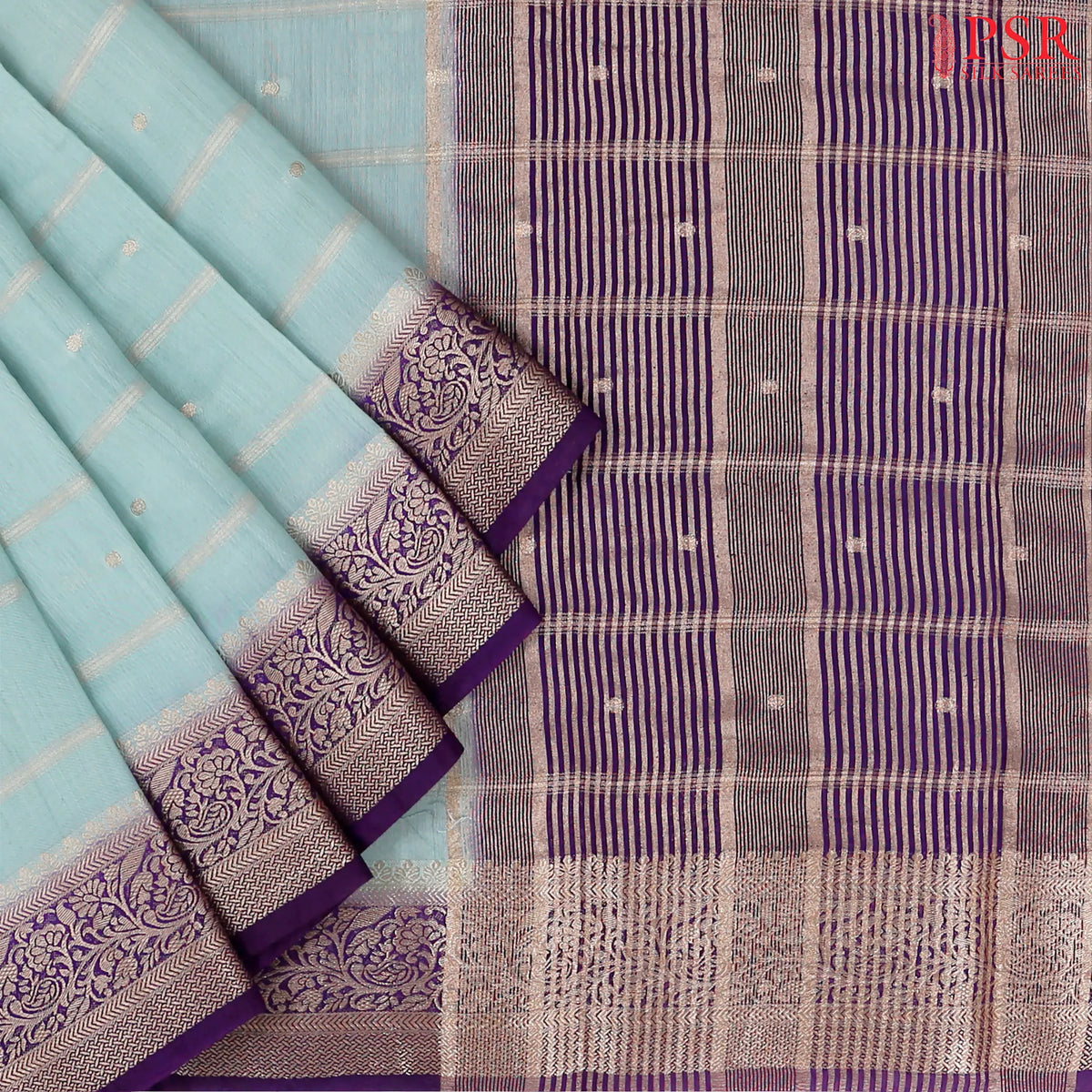 Pastel Blue Assam Saree