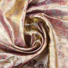 Copper Pink Kanchipuram Jacquard Tissue Silk Saree