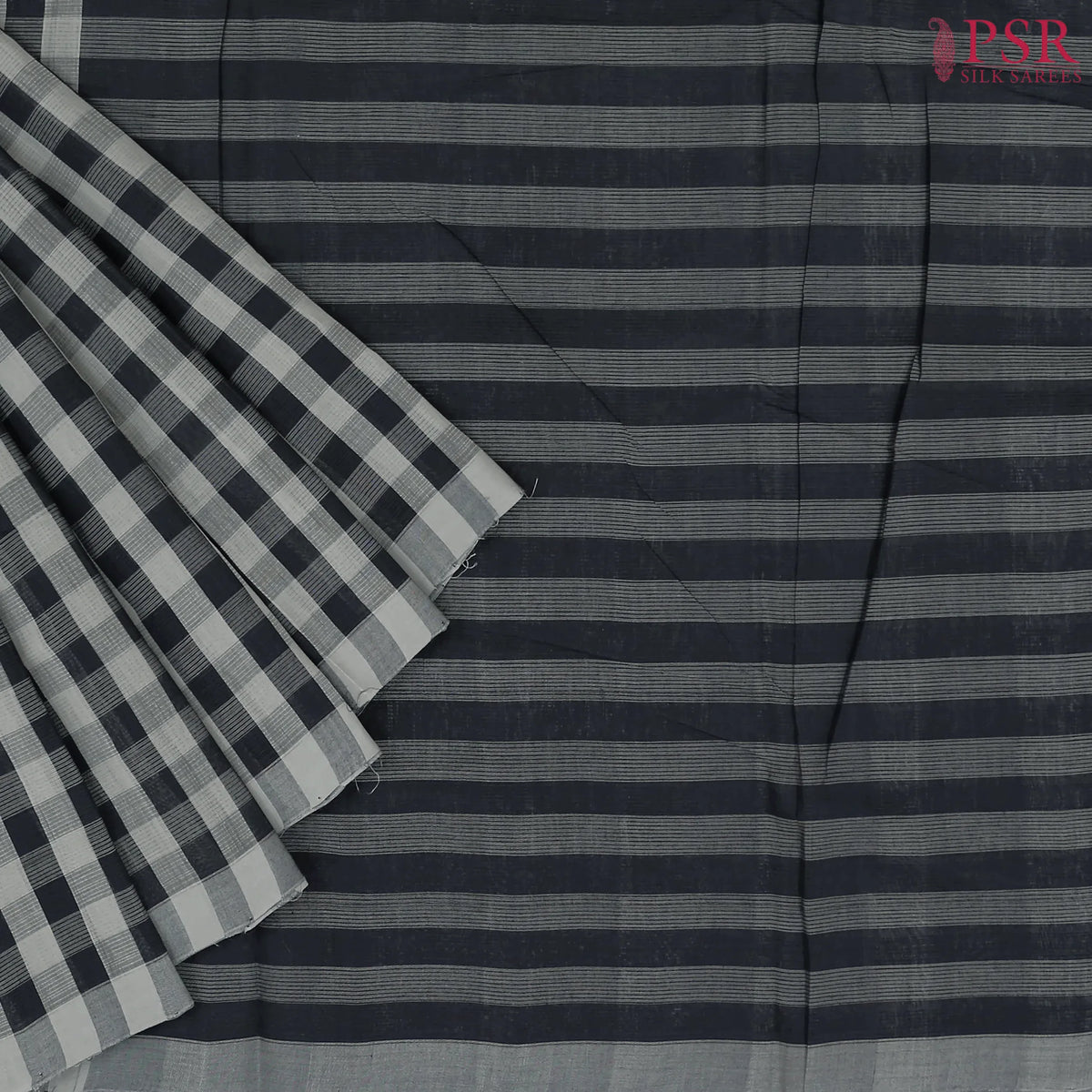 Black & Grey Mangalagiri Cotton Saree