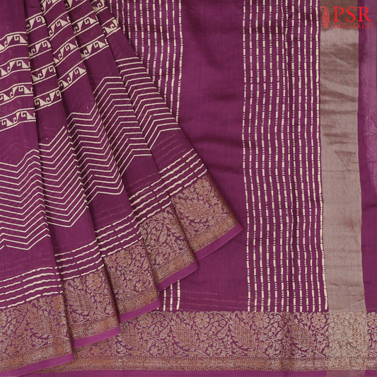 Dark Purple Chanderi Silk Cotton Saree