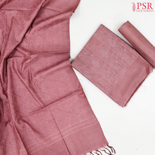 Onion Pink Kosa Embroidery Dress Material