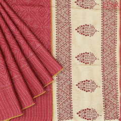 Desire Red Kadhi Tussar Embroidery Silk Saree