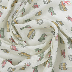 Floral White Linen Saree