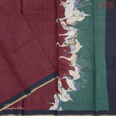 Dark Green Tussar Silk Dress Material