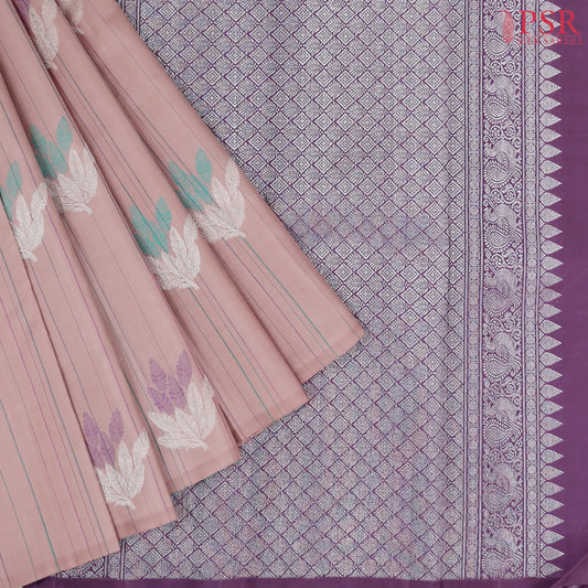 Sugar Peach Kanchipuram Silk Saree