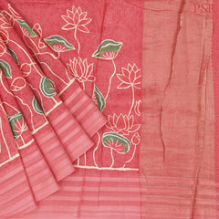 Coral Pink Chanderi Silk Cotton Saree