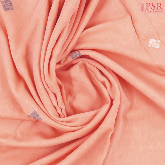 Salmon Peach Byloom Cotton Saree