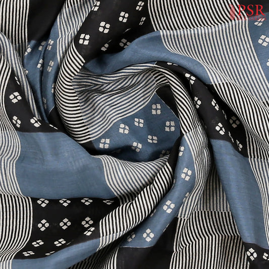 Black & Cement Grey Asssam Saree