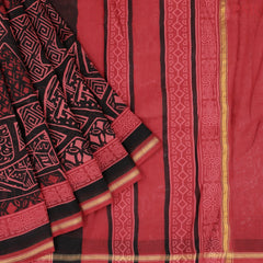 Black Chanderi Silk Cotton Saree