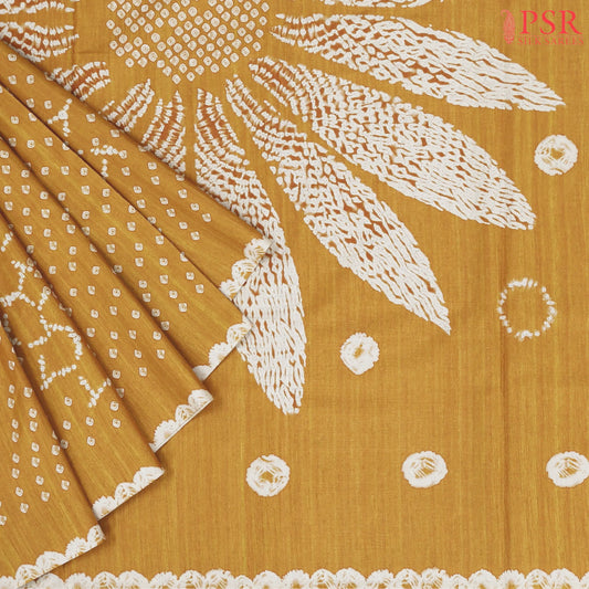Mustard Yellow Semi Tussar Saree