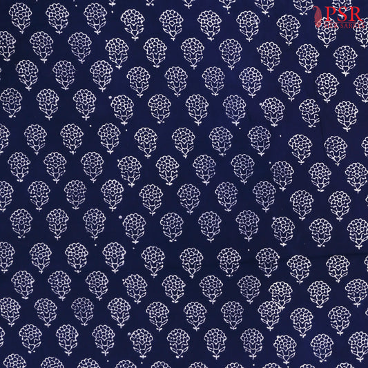 Navy Blue Cotton Print Running Material