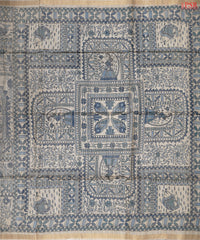 Hazelnut Beige & Peacock Blue Kadhi Tussar Silk Saree