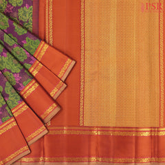 Tyrian Purple Kanchipuram Jacquard Silk Saree