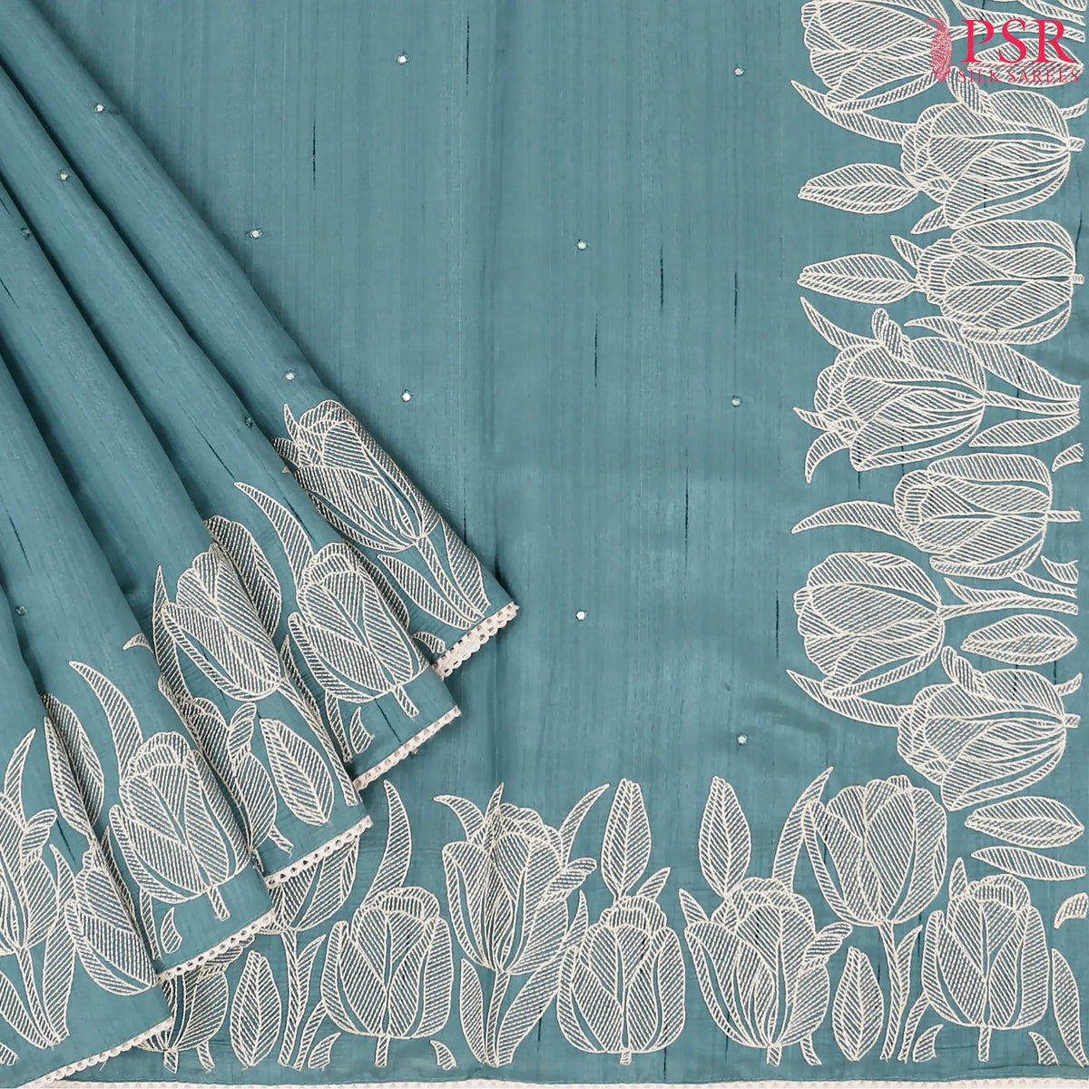 Turkish Blue Semi Dupion Saree