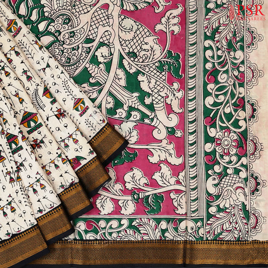 Royal Beige Kalamkari Silk Saree