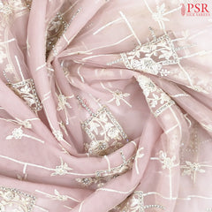 Lavender Blush Organza Laser Embroidery Saree
