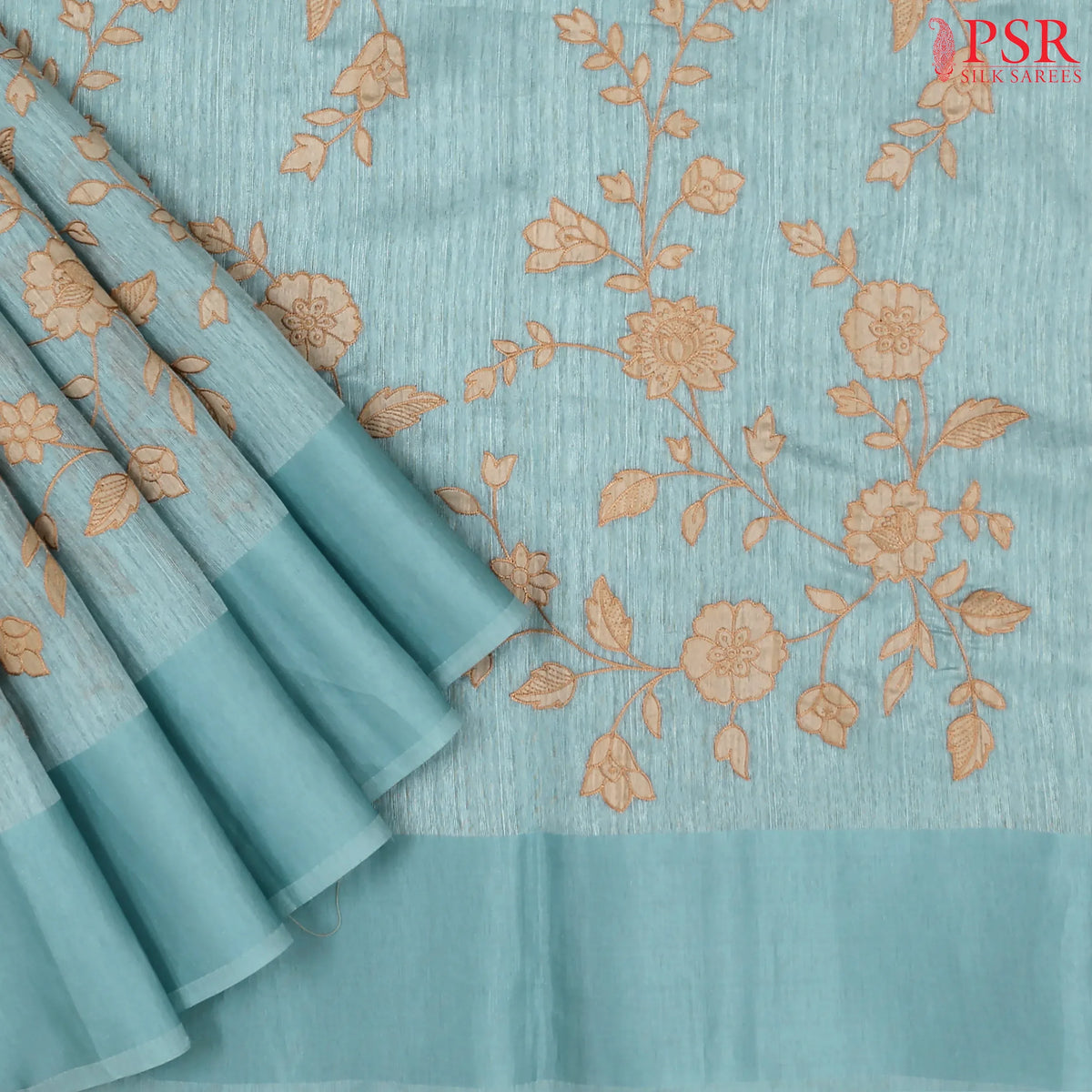 Light Blue Semi Tussar Saree
