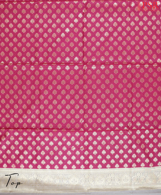Magenta Pink Banaras Silk Cotton Dress Material