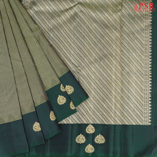 Dark Sage Green Kanchipuram Silk Saree