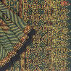 Dark Green Jaipur Cotton Printed Saree