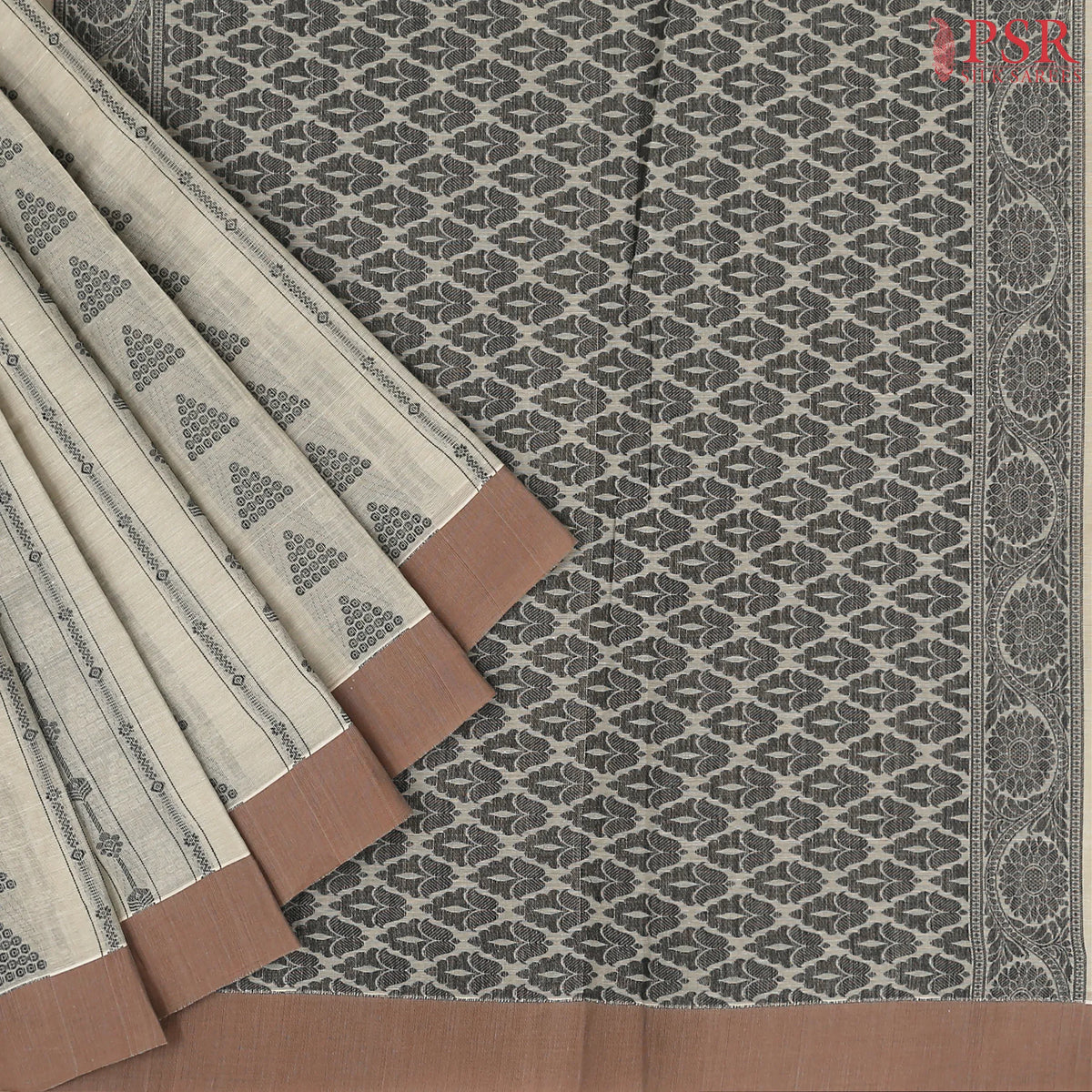 Olive Grey Kovai Cotton Saree