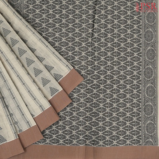 Olive Grey Kovai Cotton Saree
