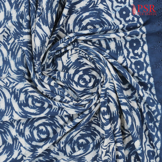Prussian Blue Hacoba Embroidery Running Material