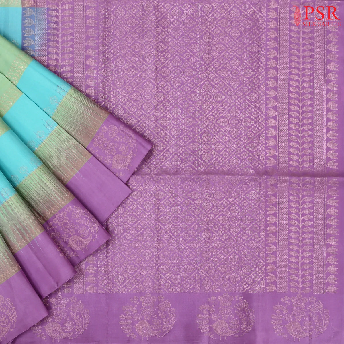 Light Blue & Light Green Soft Silk Saree